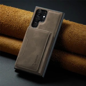Samsung Galaxy S24 Ultra Uyumlu Kılıf Zebana 2in1 Elite Class Cüzdanlı Deri Kılıf Koyu Kahverengi