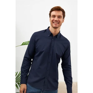 Kolay Ütülenebilir Oxford Erkek Lacivert Slim Fit Gömlek MARS36