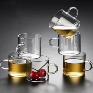 Chef Taste Borosilikat Mini Cam Kahve ve Çay Bardağı 6 Parça Siyah Kulplu