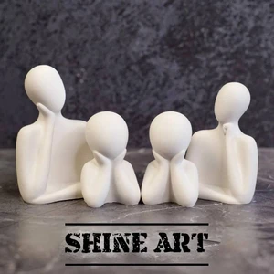 Shine Art Evli Çift / Tek Çocuklu Aile Biblo - 3 Kişilik Aile Biblosu - Dekoratif Obje - Biblo