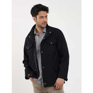 Lacivert Erkek Regular Fit Düz Casual Dik Yaka Mont