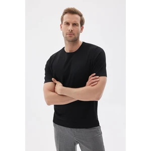 LIMITED  Düz Kısa Kollu Rayon Erkek Siyah Triko Tişört