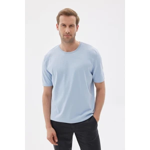 LIMITED  Düz Kısa Kollu Rayon Erkek Mavi Triko Tişört