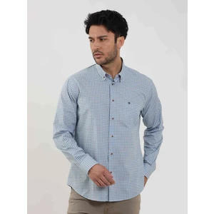 Mavi Erkek Regular Fit Pitikare Desenli Düğmeli Yaka Uzun Kol Gömlek - 102124