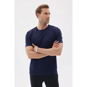 Lımıted Erkek Düz Kısa Kollu Rayon Triko Tişört Lacivert