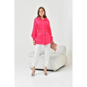 FTZ Women Kadın İpek Saten Cap  Fuşya 30858