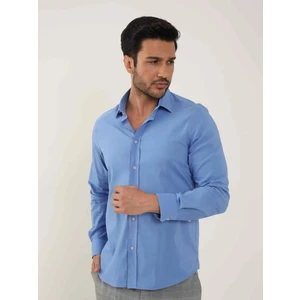 Koyu Mavi Erkek Slim Fit Düz   Gömlek - 92103