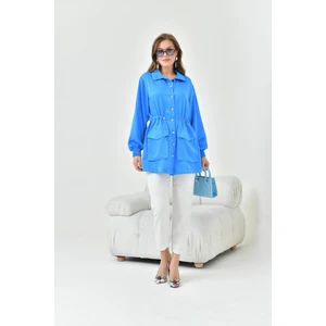 FTZ Women Kadın İpek Saten Cap  Mavi 30858