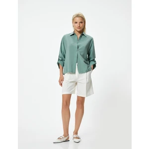 Saten Gömlek Uzun Kollu Dokulu Viskoz Kumaş