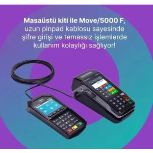 Ingenico Move 5000F Yazarkasa Pos + Move 5000F Uyumlu Desk 1600 Pinpad ve Sabitleme Aparatı