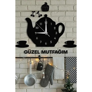 Ensa Design Güzel Mutfağım Yazılı Dekoratif Ahşap Mutfak Saati