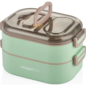 Bento 1000ML Lunchbox Yeni Koleksiyon Çift Katlı 3 Bölmeli Çelik Sefer Tası Yemek Kutusu