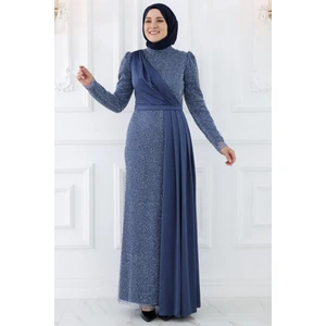 Amine Hüma Ecmel Tesettür Abiye Indigo
