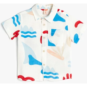 Gömlek Kısa Kollu Baskılı Cep Detaylı