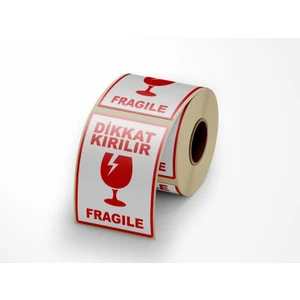Dikkat Kırılır - Fragile Yapışkanlı Etiket 10 cm x 15 cm - 100 Adet