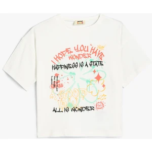 Tişört Kısa Kollu Bisiklet Yaka Grafiti Baskılı Pamuklu