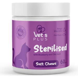 Vet's Plus Sterilised Çiğnenebilir Tablet 60'lı (Kısır Kediler için Yaban Mersinli Urinary Destek)