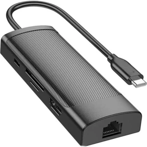 100W 7in1 Type-C Çoğaltıcı Adaptör Hub, 1x 4K Hdmi/2x Pd Type C,/1x RJ45 Port,/2x Usb/1x Sd/tf Çoğaltıcı Adaptör