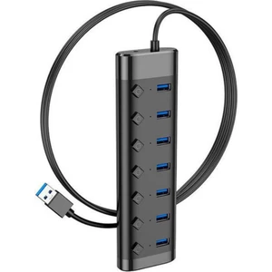 Işıklı 7 Adet USB Port Çoğaltıcı Hub Yazıcı, Mouse, Klavye, USB Bellek Çoğaltıcı, Düğmeli