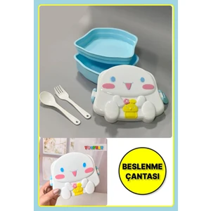 Kawaii 3D Cinnamoroll Figür Kabartmalı 2 Katlı Kilitli Beslenme Çantası Kutusu