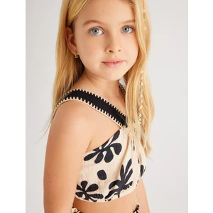 Askılı Crop Bluz Işlemeli