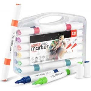Hobi Market Art Acrylic Duo Marker Çift Uçlu Su Bazlı Akrilik Boyama Markörü Seti 12 Renk