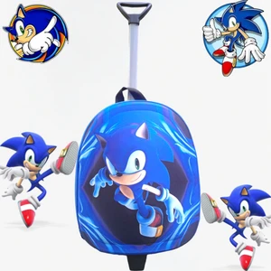 Sonic Anaokulu Kreş Çocuk Valiz Sırt Çantası Çekçekli Sonic Tekerlekli