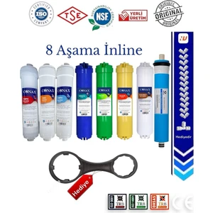 Tüm Kapalı Kasalar Için 8 Aşamalı, Nsf Onaylı, (Orjinal Yeni Seri ) Inline Filtre Seti