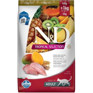 Nd Tropical Selection Düşük Tahıllı Tavuklu ve Tropikal Meyveli Yetişkin Kedi Maması 4+1kg Hediyeli!