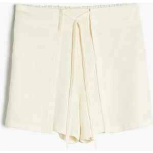 Keten Şort Etek Beli Lastikli