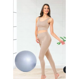 Hepsine Rakip Esnek Fitilli Spor Tayt ve Geniş Askılı Pedli Büstiyer Takımı - Kadın Yüksek Bel Kombin