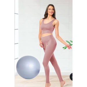 Hepsine Rakip Esnek Fitilli Spor Tayt ve Geniş Askılı Pedli Büstiyer Takımı - Kadın Yüksek Bel Kombin