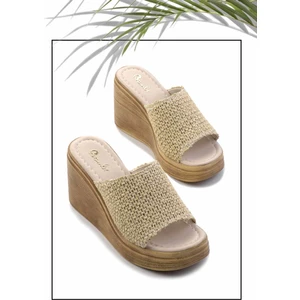 Bej Hasır  Kadın Terlik K04823005328