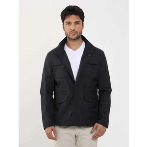 Lacivert Erkek Regular Fit Düz Hakim Yaka Safari Mont - 104369