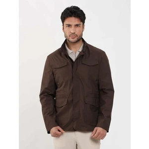 Kahverengi Erkek Regular Fit Düz Hakim Yaka Safari Mont - 104374