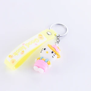 3 Boyutlu Silikon Anahtarlık, Hello Kitty, Sarı
