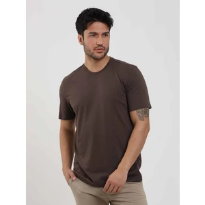 Kahverengi Erkek Slim Fit Düz O Yaka T-shirt - 105664