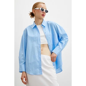 Never More  Regular Fit Poplin Gömlek Açık Mavi
