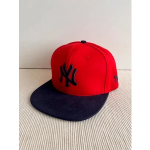 Cosmo Outlet Ny Nakışlı Arkasından Ayarlanabilir Unisex Lacivert-Kırmızı Renk Hip Hop Şapka