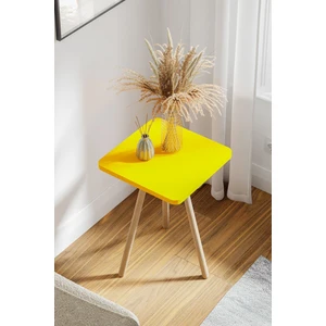 Kare Yan Sehpa Ahşap Ayaklı