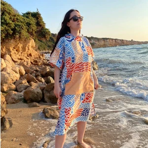 Bejj Home Sörf Yazlık Panço Kapşonlu Plaj Havlusu(Live Free) Summer