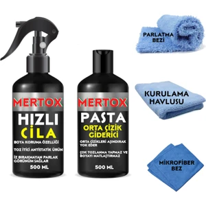 Oto Araç Araba Orta Pasta Cila Seti 2X500ML - Orta Çizik Giderici Pasta + Hızlı Cila