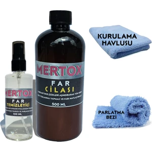 Oto Araba Araç Far Temizleme Parlatma ve Cila Seti - Solüsyon + Far Parlatıcı Cila