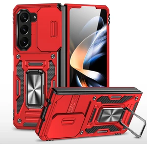 Seashell Digital Samsung Galaxy Z Fold6 5g Kickstand Kılıf Slayt Lens Kapağı Pc+Tpu Telefon Kabuğu-Kırmızı Için Armor Serisi (Yurt Dışından)