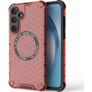 Seashell Digital Samsung Galaxy A55 5g Kılıf Petek Isı Dağılımı Tpu+Pc Manyetik Telefon Kapağı-Kırmızı (Yurt Dışından)