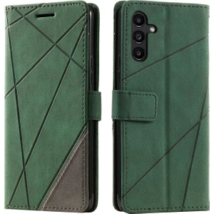 Seashell Digital Samsung Galaxy A55 5g Darbeye Dayanıklı Telefon Standı Kapağı Pu Deri Cüzdan Baskılı Çizgi Kılıf-Yeşil (Yurt Dışından)