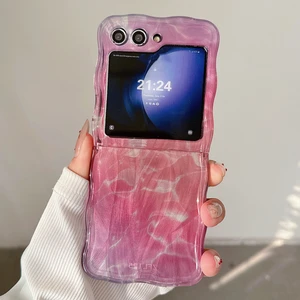 Seashell Digital Samsung Galaxy Z Flip5 5g Kılıf Sert Pc Dalgalı Kenar Degrade Telefon Kapağı-Gül/pembe (Yurt Dışından)