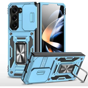 Seashell Digital Armor Serisi Samsung Galaxy Z Fold6 5g Kickstand Kılıf Slayt Lens Kapağı Pc+Tpu Telefon Kabuğu-Bebek Mavisi (Yurt Dışından)