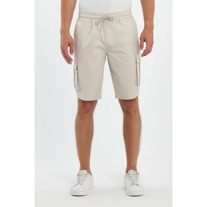 The Season Theseason Erkek Kargo Cepli Beli Lastikli Comfort Fit Pamuklu Esnek Bej Şort