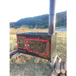 Kamp ve Çadır Sobası Kuzineli Fırınlı Odun Yakan Taşınabilir Soba